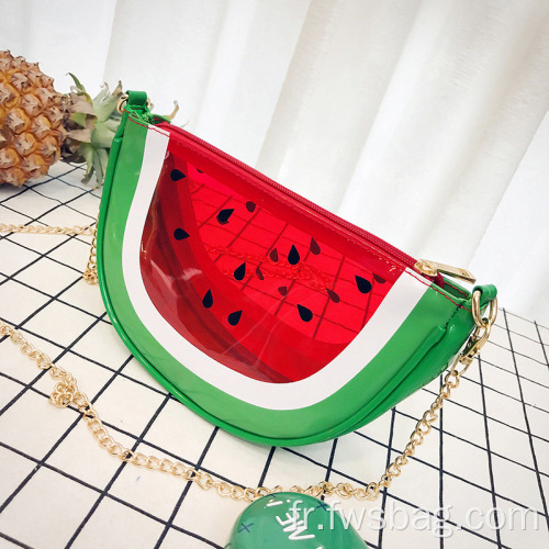 Été Belle fruit transparent transparent simple épaule des filles chaîne crossbody body pu en cuir messager sac